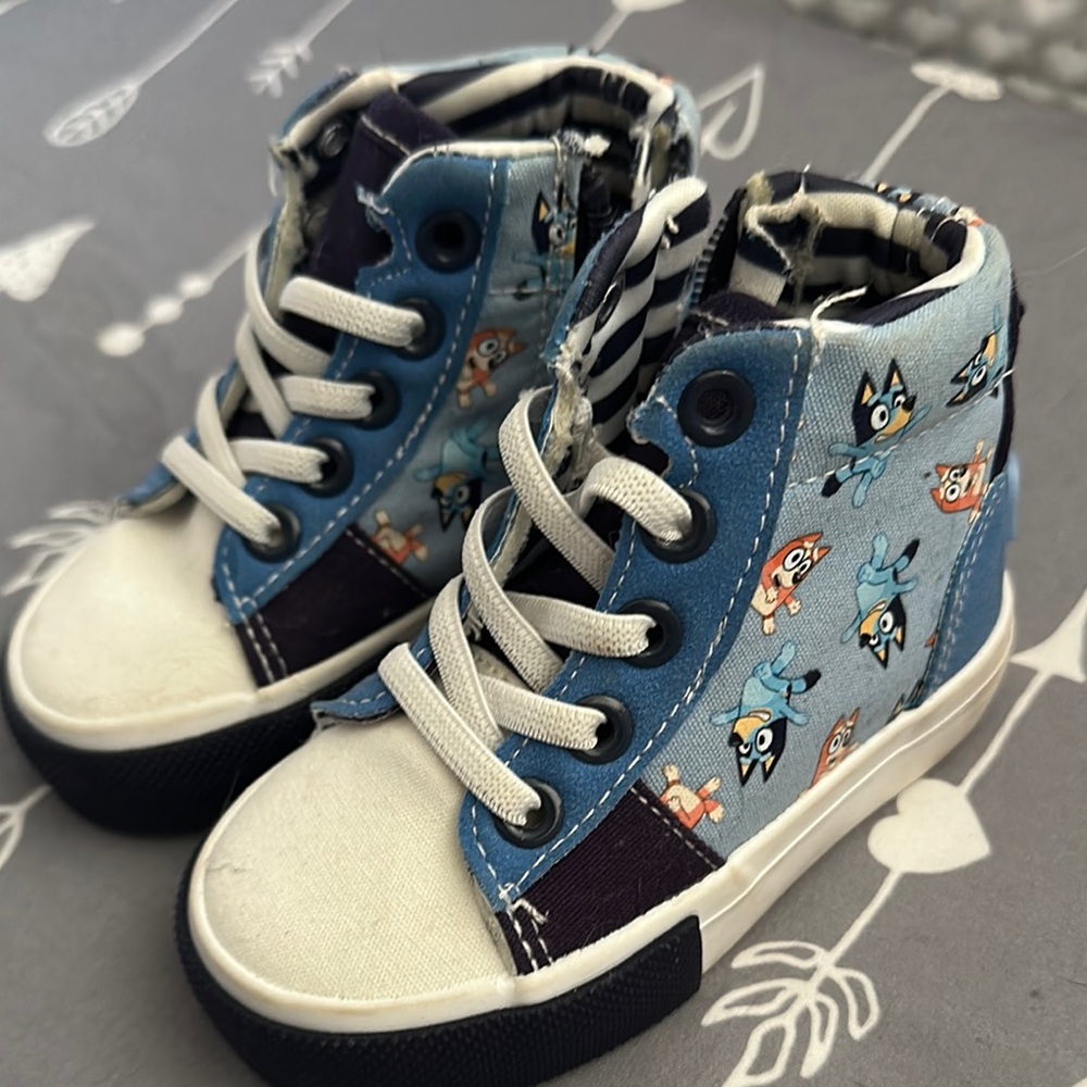 Kids High-Top Sneakers in Blue with Cartoon Print